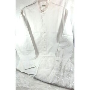 2 Culinary Classics Men's Long Sleeve Mandarin Collar Chef Shirt Jackets - Large